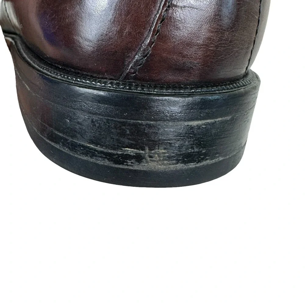 Johnston & Murphy Brown Leather Lace Up Almond Toe Dress Shoes Made In Italy 10M